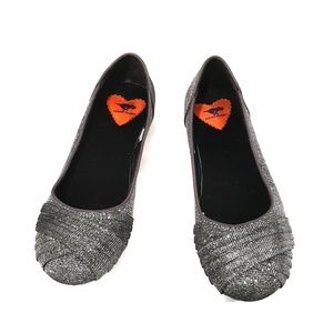 Sparkly Dark Silver Flats Sz 6.5